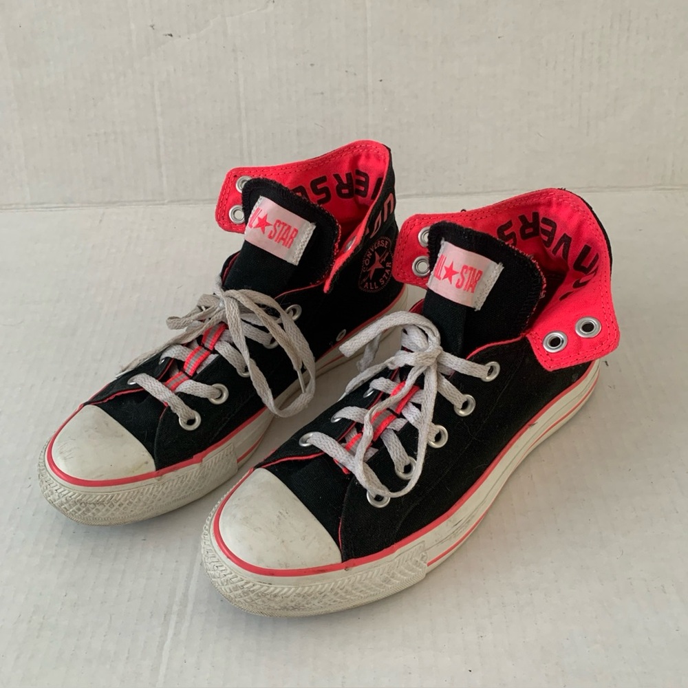 Converse Chuck Taylor All Star High Top Sneakers Women Black/White/Pink , Size 7
